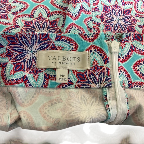 Talbots Teal and Red Floral Skirt - Picture 5 of 8